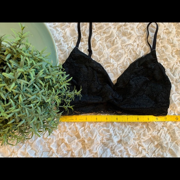 Black Lace Bralette Lingerie Lounge Sleep Bra - Picture 3 of 5